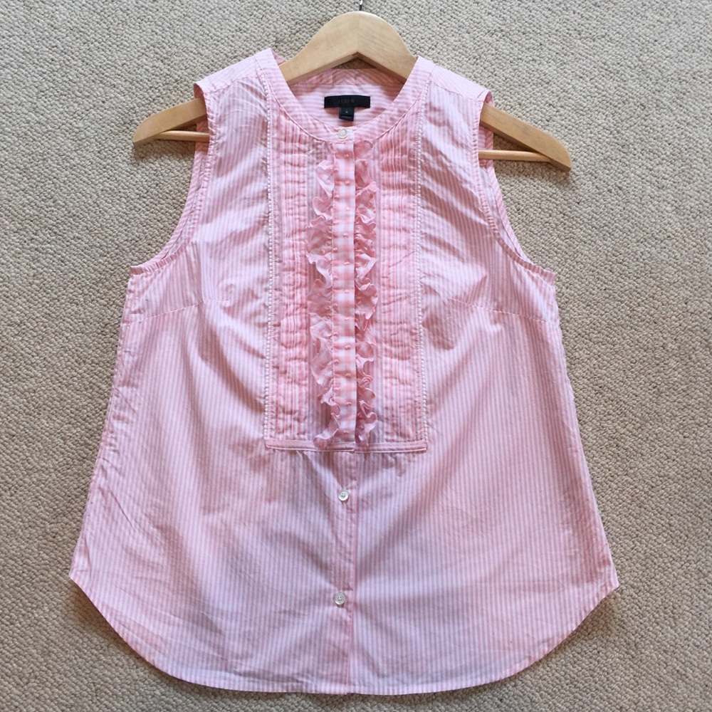 J. Crew | Sleeveless Ruffle Button Down Shirt